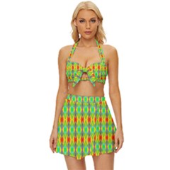 Neon Angles Vintage Style Bikini Top And Skirt Set  by Thespacecampers