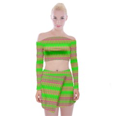 Neon Hopes Off Shoulder Top With Mini Skirt Set by Thespacecampers