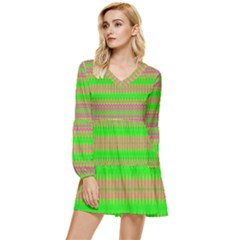 Neon Hopes Tiered Long Sleeve Mini Dress