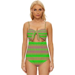 Neon Hopes Knot Front One-piece Swimsuit