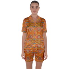 Orange You Glad Satin Short Sleeve Pajamas Set by Thespacecampers