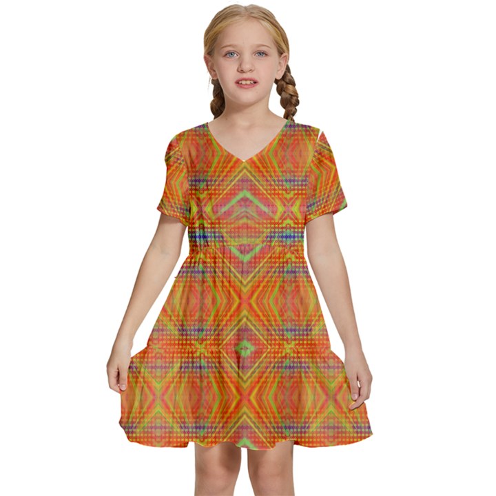 Orange You Glad Kids  Short Sleeve Tiered Mini Dress