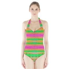 Peace And Love Halter Swimsuit by Thespacecampers