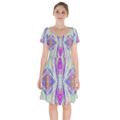 Peaceful Purp Short Sleeve Bardot Dress by Thespacecampers