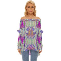 Peaceful Purp Off Shoulder Chiffon Pocket Shirt