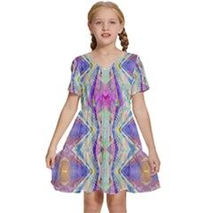 Peaceful Purp Kids  Short Sleeve Tiered Mini Dress