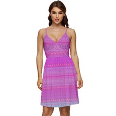 Pink Paradise V-neck Pocket Summer Dress 