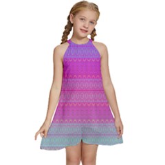 Pink Paradise Kids  Halter Collar Waist Tie Chiffon Dress