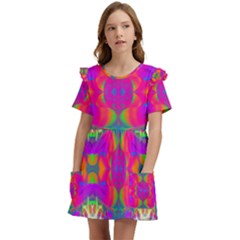 Plasma Ball Kids  Frilly Sleeves Pocket Dress