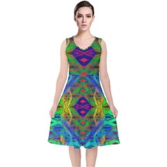 Portal Pieces V-neck Midi Sleeveless Dress  by Thespacecampers