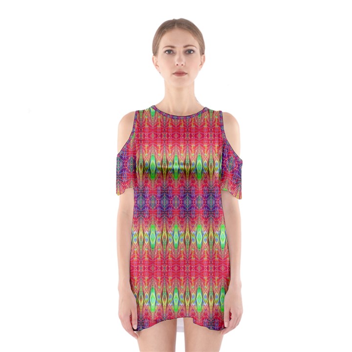 Psychedelic Synergy Shoulder Cutout One Piece Dress