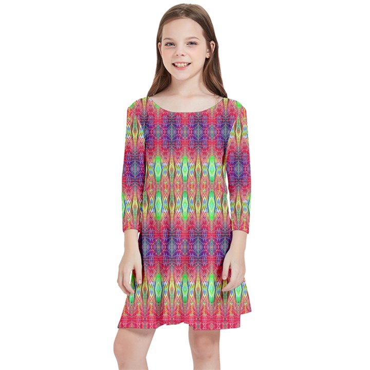 Psychedelic Synergy Kids  Quarter Sleeve Skater Dress