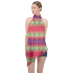 Psychedelic Synergy Halter Asymmetric Satin Top by Thespacecampers