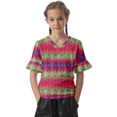 Psychedelic Synergy Kids  V-neck Horn Sleeve Blouse