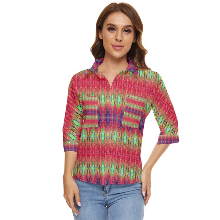 Psychedelic Synergy Women s Quarter Sleeve Pocket Shirt