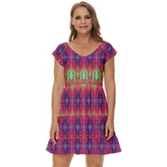 Psychedelic Synergy Short Sleeve Tiered Mini Dress