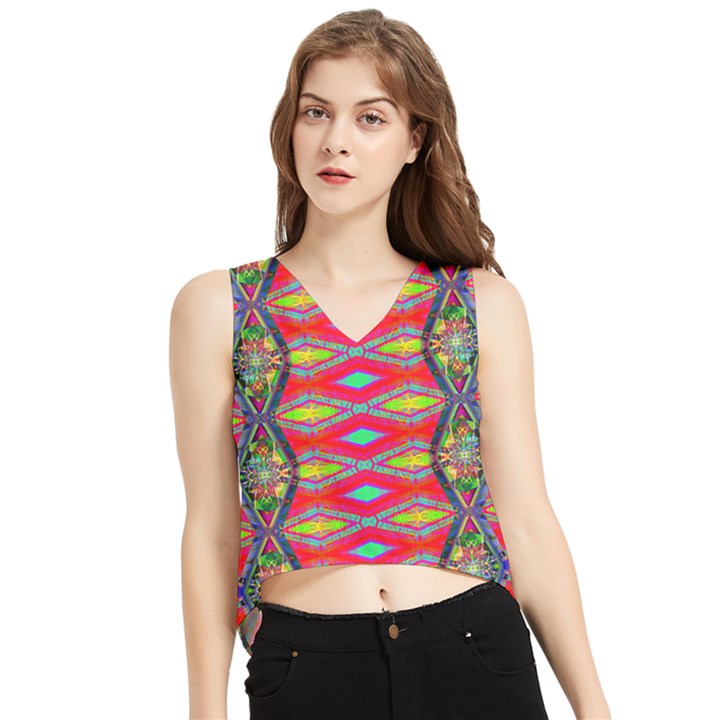 Psychedelio V-Neck Cropped Tank Top