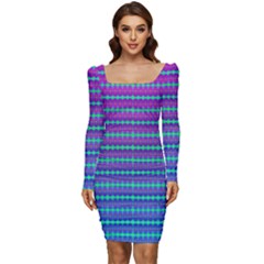 Purple Wubz Women Long Sleeve Ruched Stretch Jersey Dress