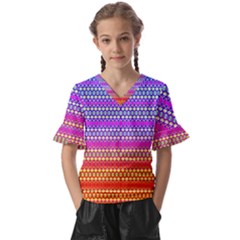 Rainbots Kids  V-neck Horn Sleeve Blouse