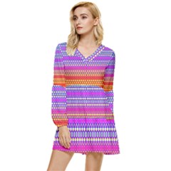 Rainbots Tiered Long Sleeve Mini Dress