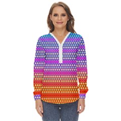 Rainbots Zip Up Long Sleeve Blouse