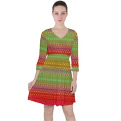 Rainbow Road Quarter Sleeve Ruffle Waist Dress by Thespacecampers