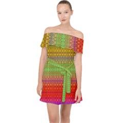 Rainbow Road Off Shoulder Chiffon Dress by Thespacecampers