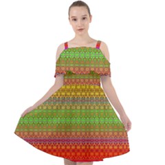 Rainbow Road Cut Out Shoulders Chiffon Dress