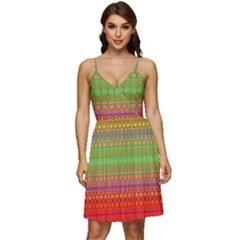 Rainbow Road V-neck Pocket Summer Dress 