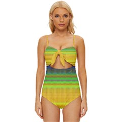 Rippled Memory Knot Front One-piece Swimsuit