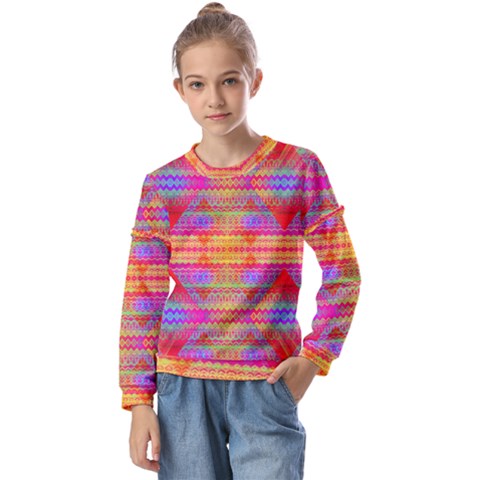 Sherburst Kids  Long Sleeve Tee With Frill  by Thespacecampers