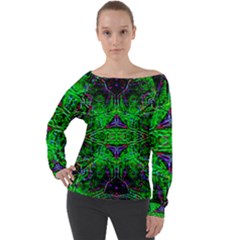 Space Jam Off Shoulder Long Sleeve Velour Top by Thespacecampers