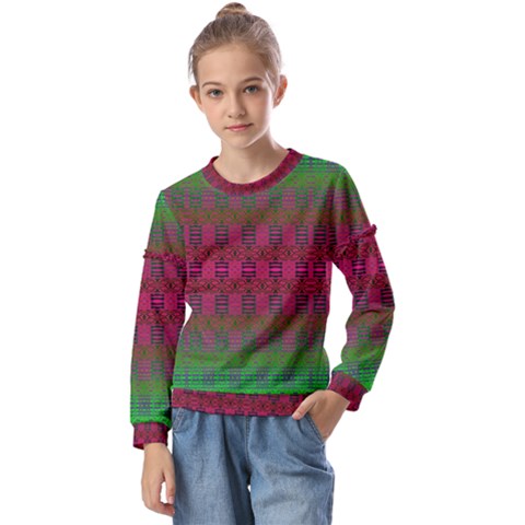 Synchronicity Sings Kids  Long Sleeve Tee With Frill  by Thespacecampers