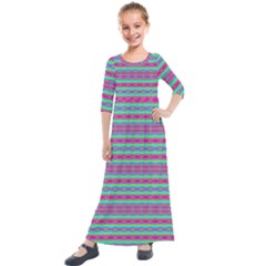 Teal Twists Kids  Quarter Sleeve Maxi Dress by Thespacecampers