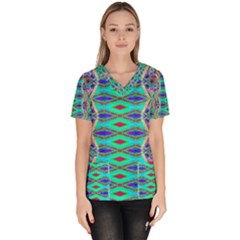 Techno Teal Women s V-neck Scrub Top by Thespacecampers