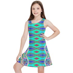 Techno Teal Kids  Lightweight Sleeveless Dress