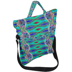 Techno Teal Fold Over Handle Tote Bag by Thespacecampers