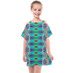 Techno Teal Kids  One Piece Chiffon Dress by Thespacecampers