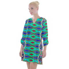 Techno Teal Open Neck Shift Dress by Thespacecampers