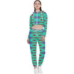 Techno Teal Cropped Zip Up Lounge Set by Thespacecampers