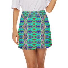 Techno Teal Mini Front Wrap Skirt