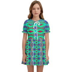 Techno Teal Kids  Sweet Collar Dress