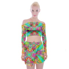 Terrestrial Burst Off Shoulder Top With Mini Skirt Set by Thespacecampers