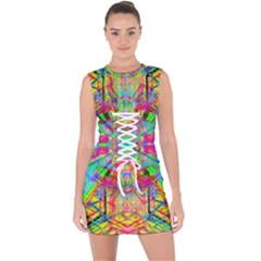 Terrestrial Burst Lace Up Front Bodycon Dress by Thespacecampers