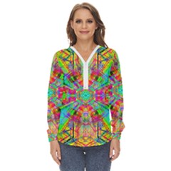 Terrestrial Burst Zip Up Long Sleeve Blouse