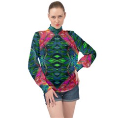 They re Here High Neck Long Sleeve Chiffon Top by Thespacecampers