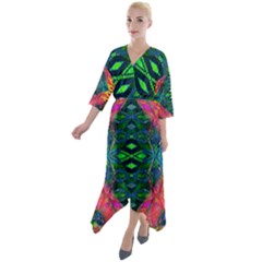 They re Here Quarter Sleeve Wrap Front Maxi Dress by Thespacecampers