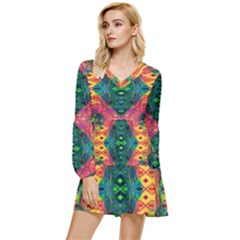 They re Here Tiered Long Sleeve Mini Dress