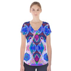 Tippy Flower Power Short Sleeve Front Detail Top by Thespacecampers