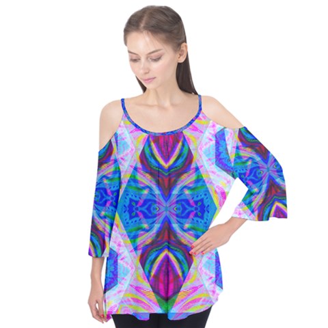 Tippy Flower Power Flutter Sleeve Tee  by Thespacecampers